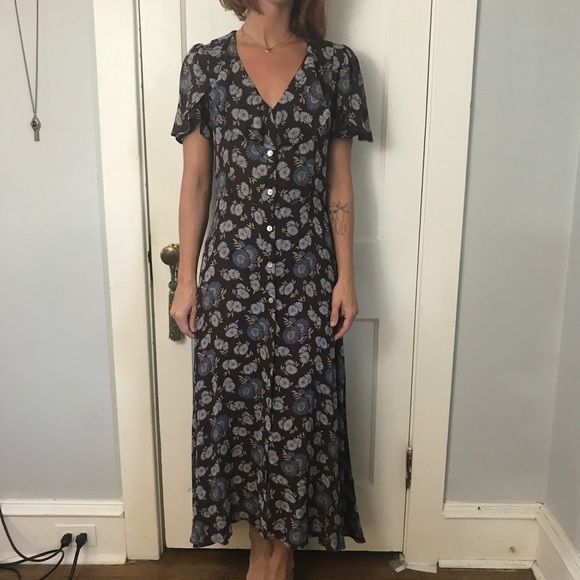 Christy Dawn Brown Floral Deadstock Maxi Dress - Picture 9 of 13